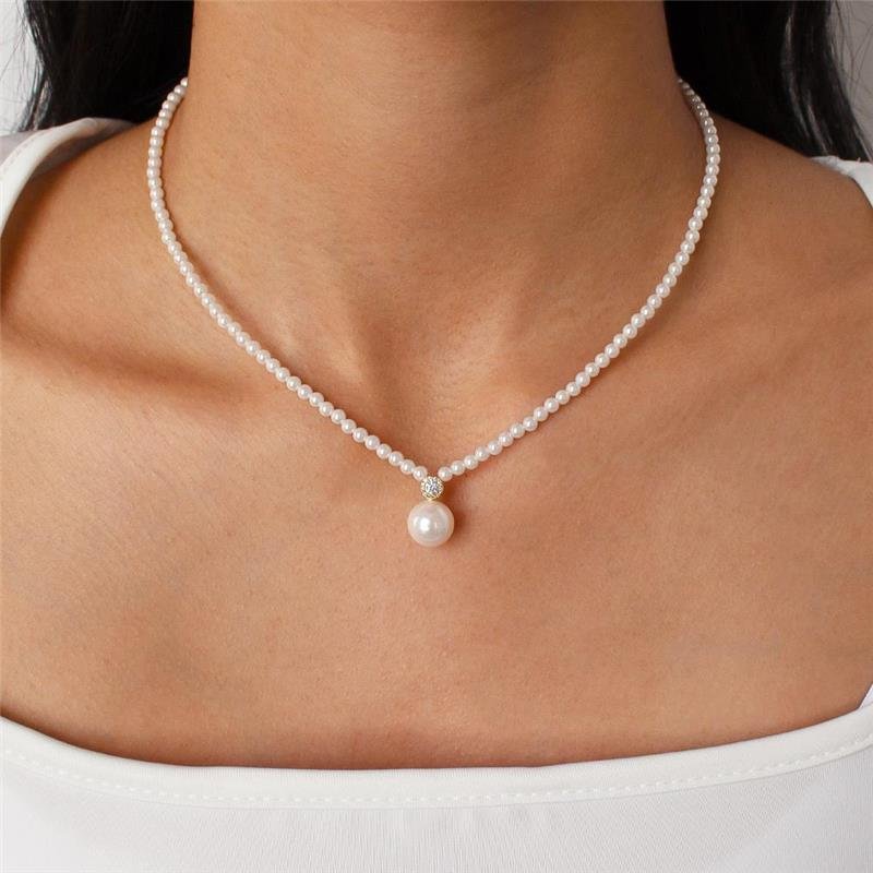 GARGANTILHA FOLHEADA PÉROLA SHELL ZIRCÔNIA - 40CM