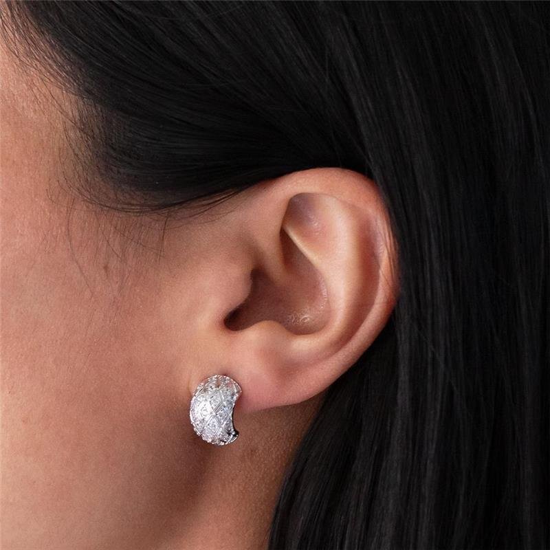 BRINCO FOLHEADO RÓDIO BRANCO CRAVEJADO