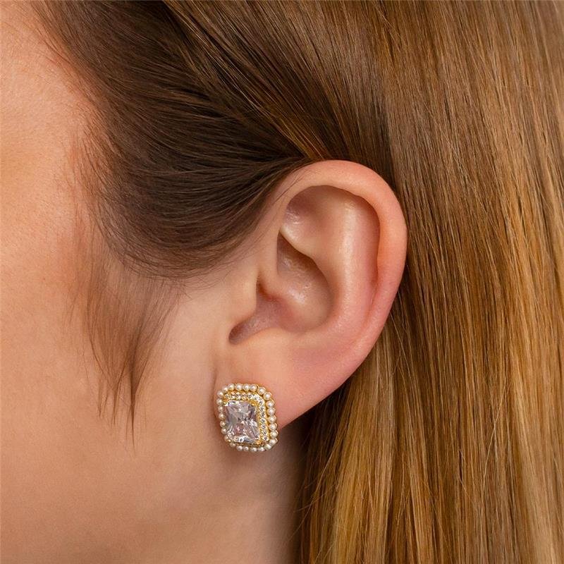 BRINCO FOLHEADO PÉROLAS SHELL PONTO DE LUZ