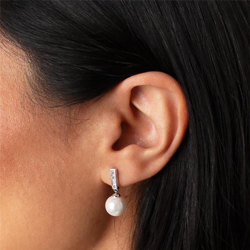 BRINCO FOLHEADO RÓDIO BRANCO CRAVEJADO PÉROLA SHELL