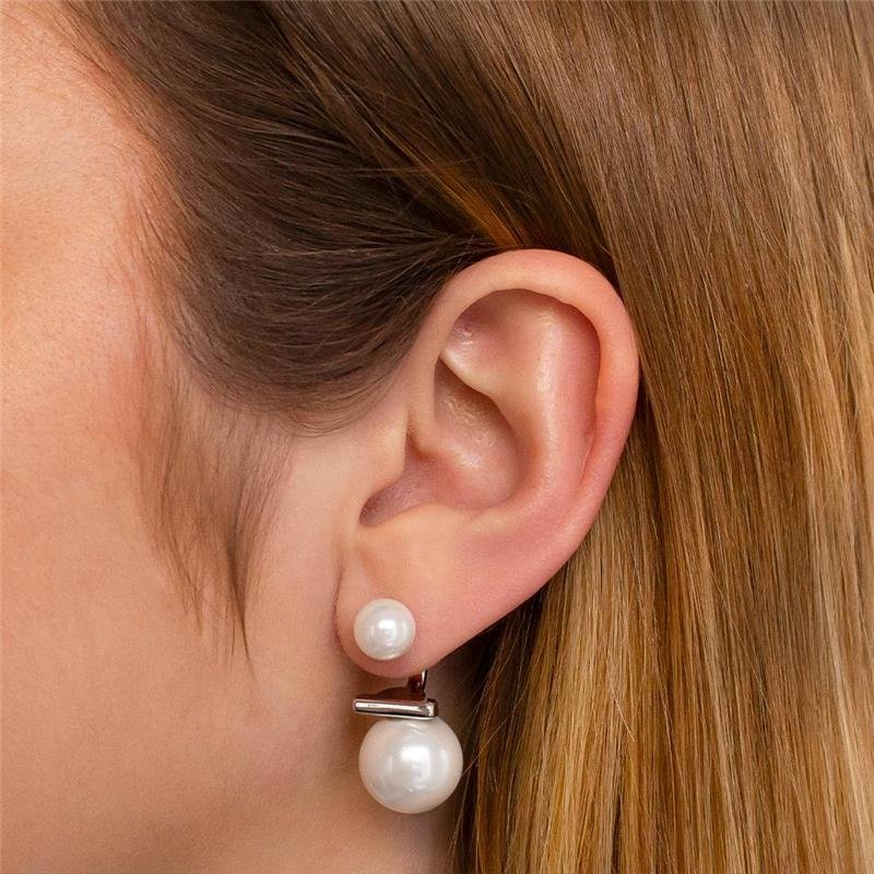 BRINCO FOLHEADO RÓDIO BRANCO PÉROLA SHELL