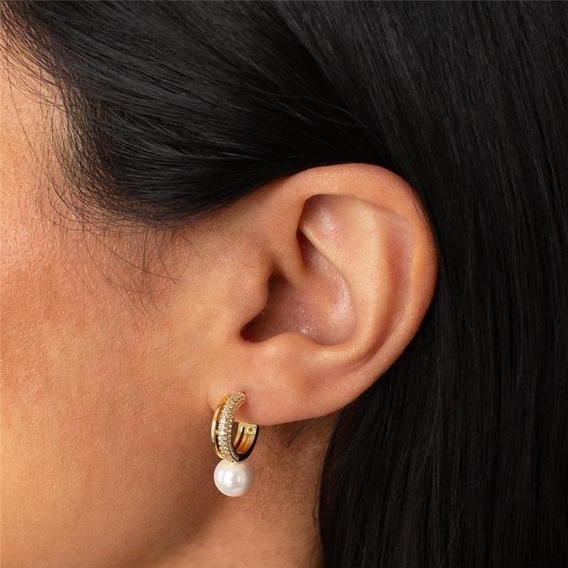 SEMI-ARGOLA FOLHEADA CRAVEJADA PÉROLA SHELL 