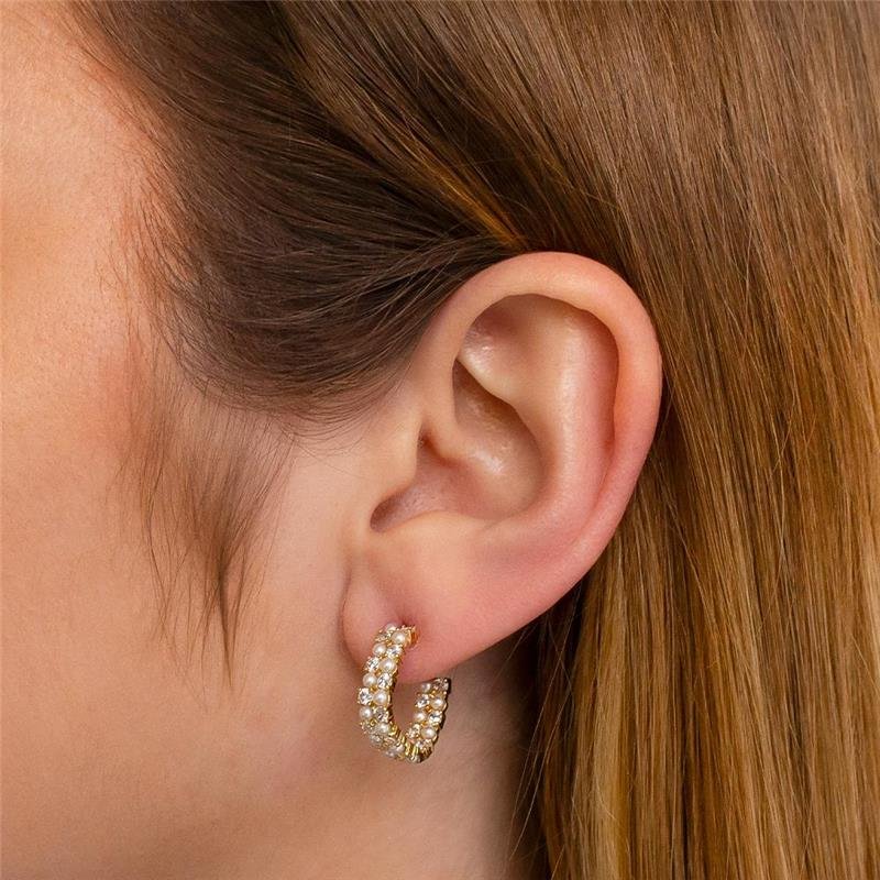 SEMI-ARGOLA FOLHEADA CRAVEJADA PÉROLAS SHELL