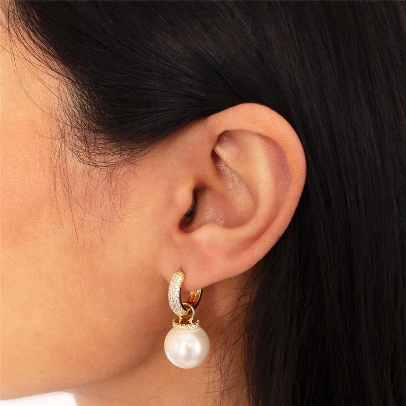 ARGOLA FOLHEADA CRAVEJADA PÉROLA SHELL