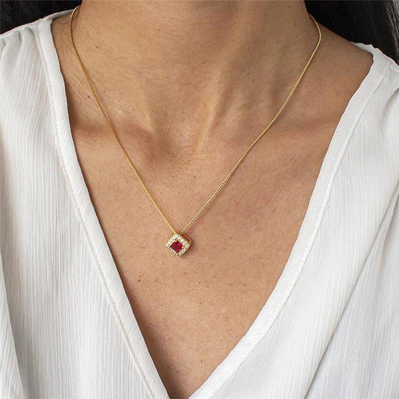 GARGANTILHA FOLHEADA QUADRADA ZIRCÔNIA - 45CM