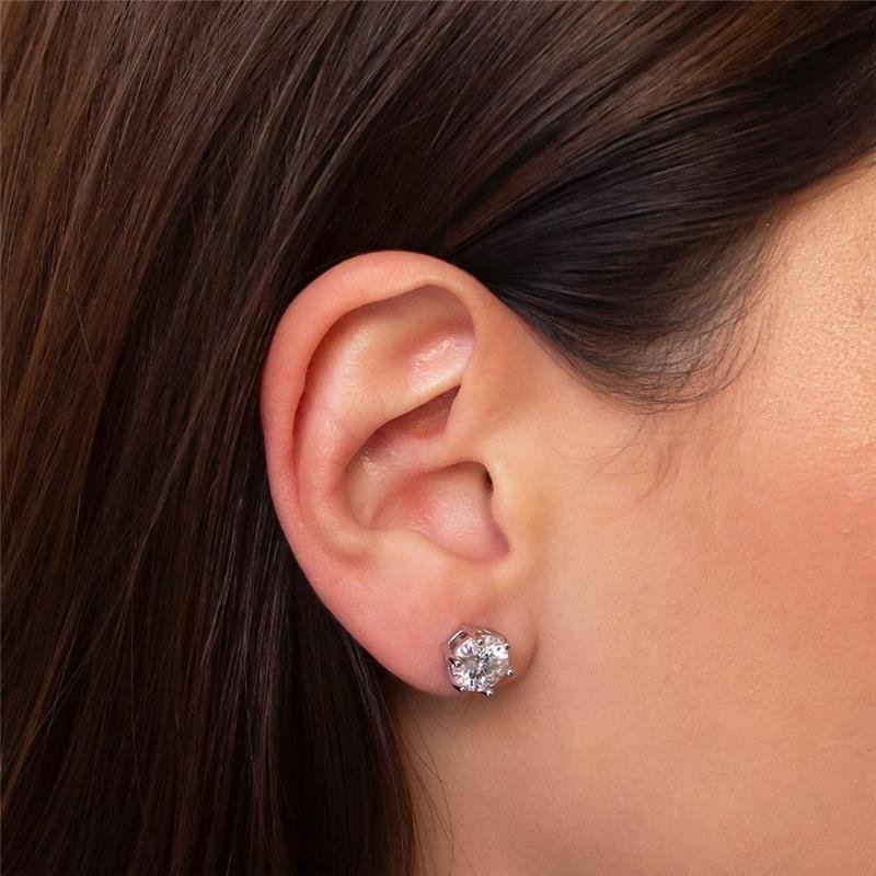 BRINCO PEDRA CIRCULAR MOISSANITE PRATA 925 | ACOMPANHA PORTA JOIAS