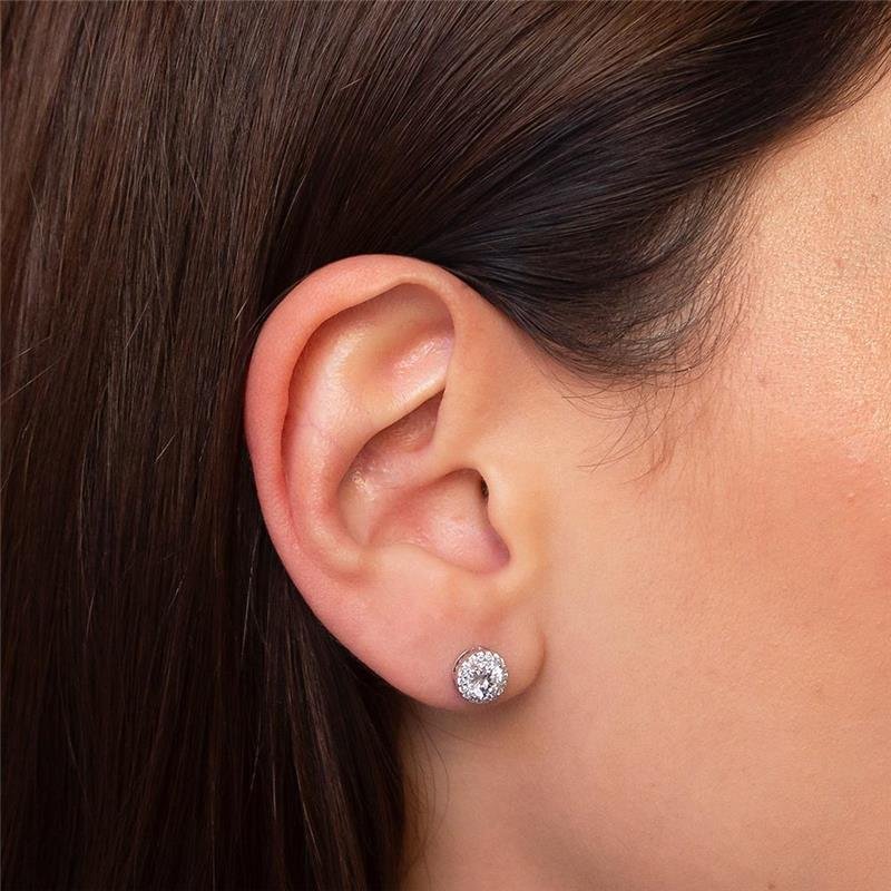 BRINCO PONTO DE LUZ BORDA CRAVEJADA MOISSANITE PRATA 925 | ACOMPANHA PORTA JOIAS