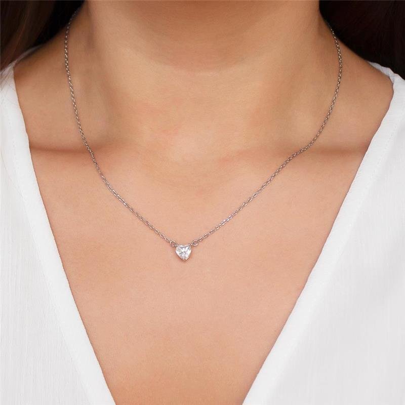 GARGANTILHA PEDRA CORAÇÃO MOISSANITE PRATA 925 | ACOMPANHA PORTA JOIAS