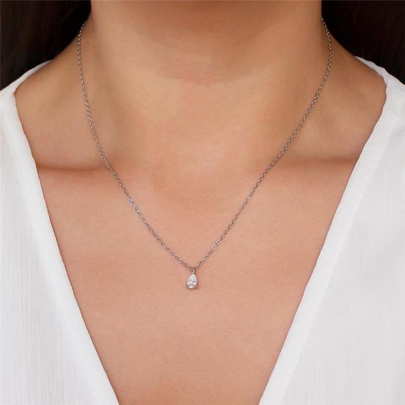 GARGANTILHA PEDRA GOTA MOISSANITE PRATA 925 | ACOMPANHA PORTA JOIAS