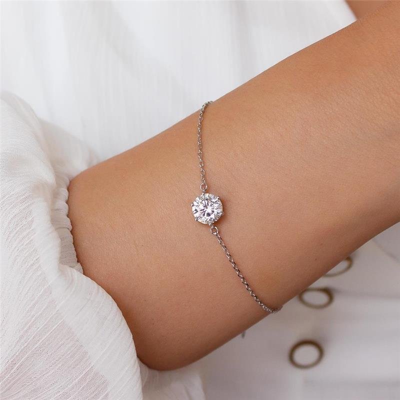 PULSEIRA PEDRA CIRCULAR MOISSANITE PRATA 925 | ACOMPANHA PORTA JOIAS