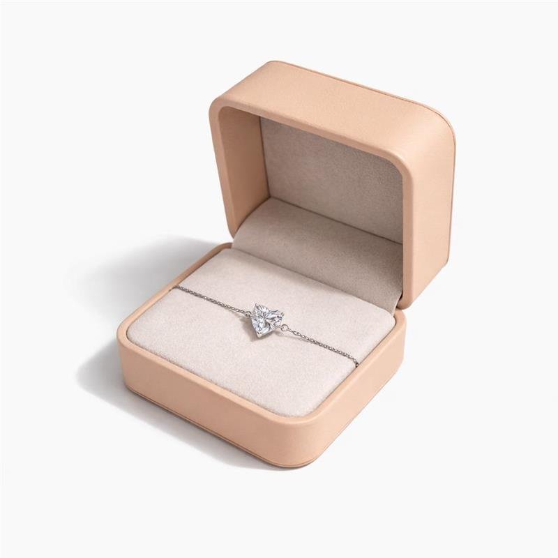 PULSEIRA PEDRA CORAÇÃO MOISSANITE PRATA 925 | ACOMPANHA PORTA JOIAS