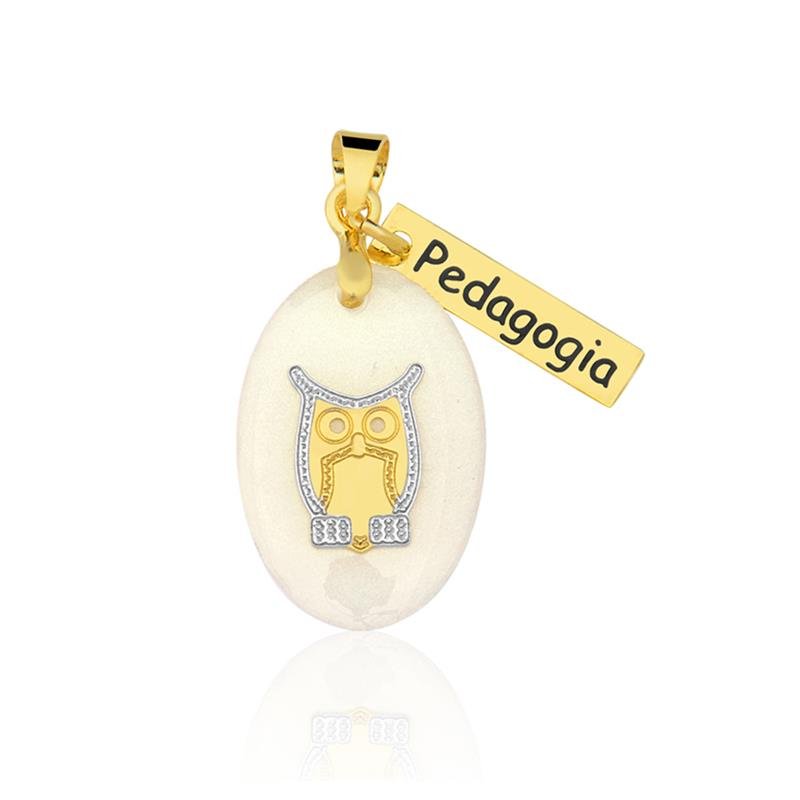 PINGENTE FOLHEADO MADRE PÉROLA PEDAGOGIA - PROFISSÕES
