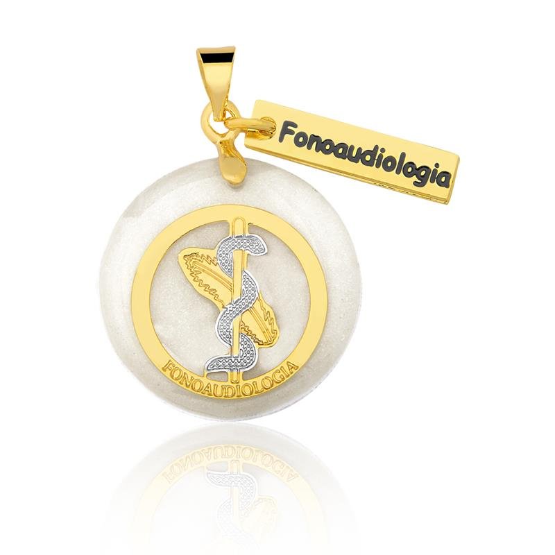 PINGENTE FOLHEADO MADRE PÉROLA FONOAUDIOLOGIA - PROFISSÕES
