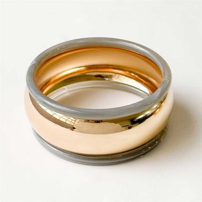 BRACELETE FOLHEADO LISO ARO CINZA