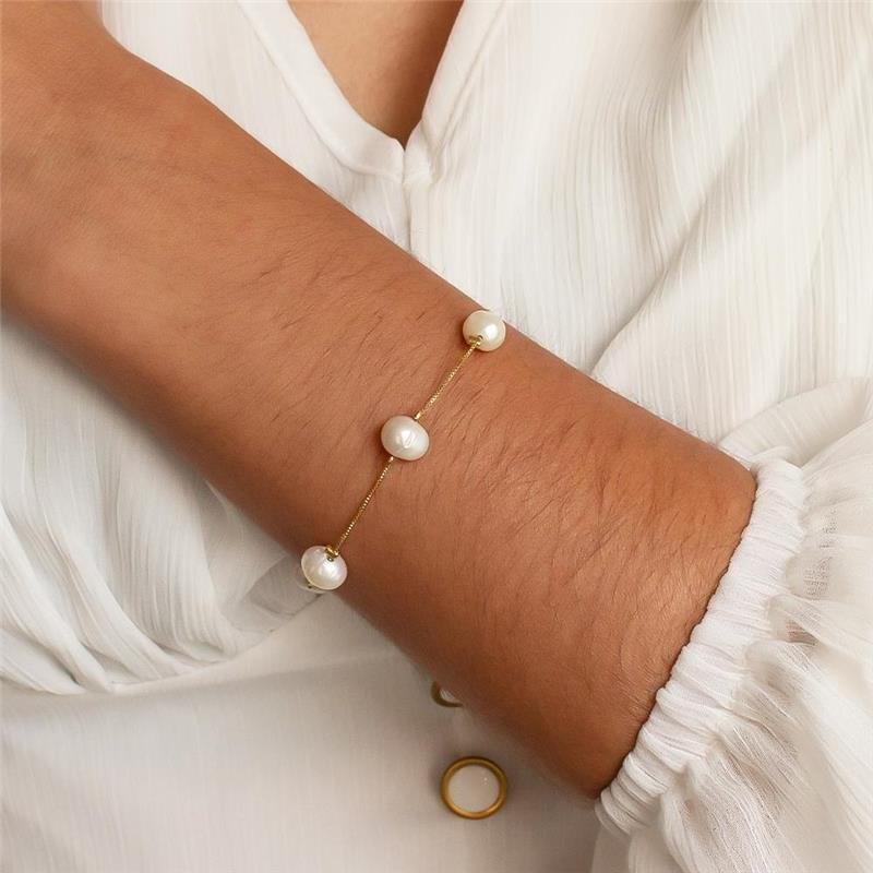 PULSEIRA FOLHEADA PÉROLA BARROCA