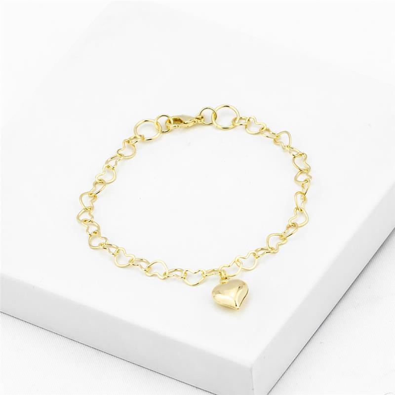 PULSEIRA FOLHEADA CORAÇÃO LISO 
