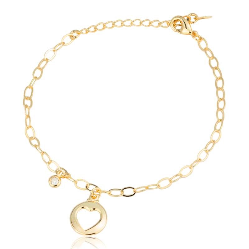 PULSEIRA FOLHEADA CORAÇÃO PONTO DE LUZ E 18 CM