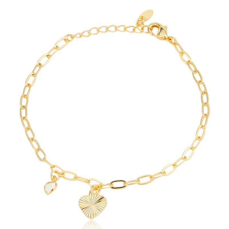 PULSEIRA FOLHEADA CORAÇÃO E PONTO DE LUZ 