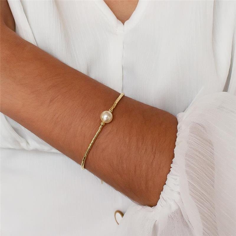 PULSEIRA FOLHEADA PÉROLA - 18 CM