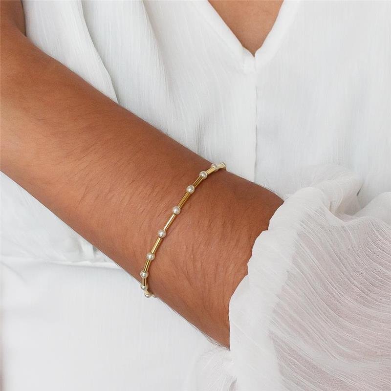 PULSEIRA FOLHEADA CANUTILHO PÉROLA - 18 CM