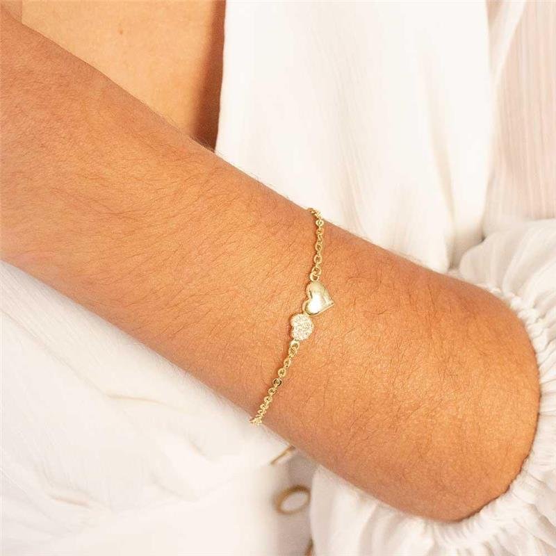 PULSEIRA FOLHEADA CORAÇÃO DUPLO - 18 CM