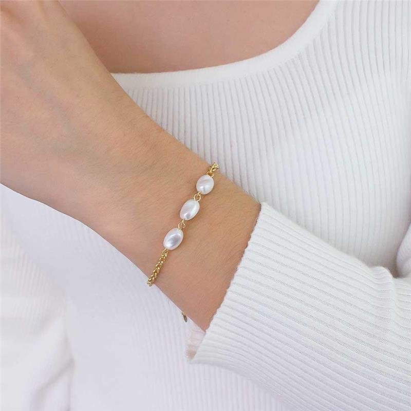 PULSEIRA FOLHEADA PÉROLA - 18 CM