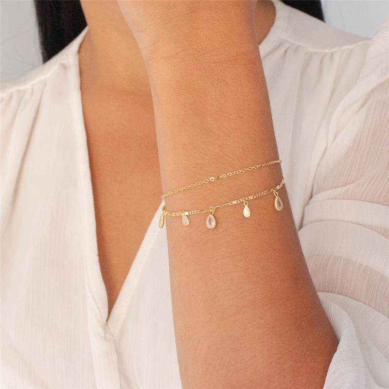 PULSEIRA FOLHEADA PONTO DE LUZ GOTA