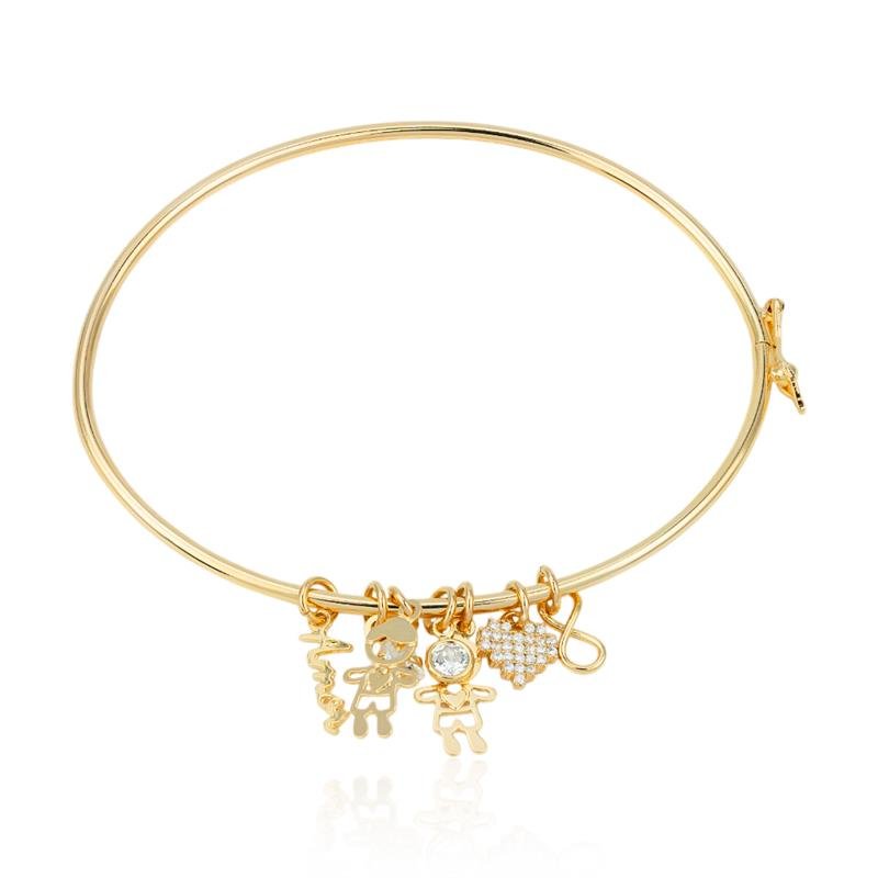 BRACELETE FOLHEADO PINGENTE MENINOS