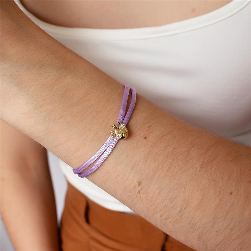 PULSEIRA FOLHEADA CORDÃO ROXO CORAÇÃO