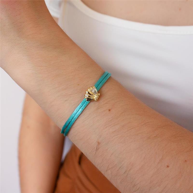 PULSEIRA FOLHEADA CORDÃO CONCHA CRISTALIZADA