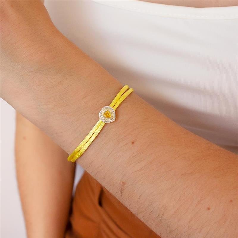 PULSEIRA FOLHEADA CORDÃO AMARELO CORAÇÃO CRAVEJADO CORAÇÃO AMARELO