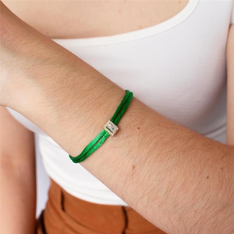 PULSEIRA FOLHEADA CORDÃO VERDE CRAVEJADA