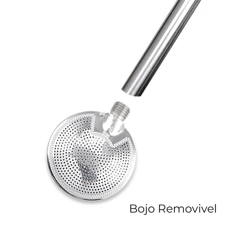 BOMBA DE CHIMARRÃO COM BOJO REMOVÍVEL, COM BIQUEIRA, – 980 FUROS | BRINDE: ESCOVA DE LIMPEZA