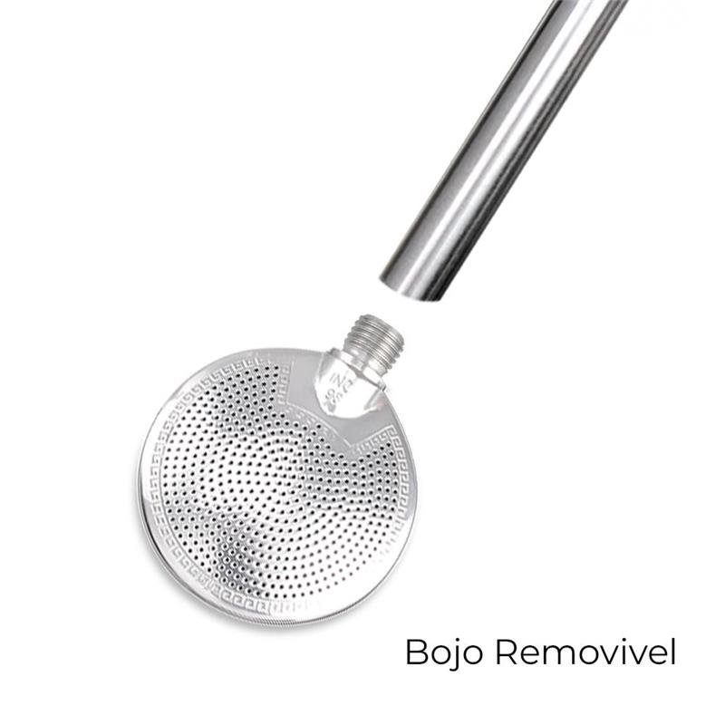 BOMBA DE CHIMARRÃO COM BOJO REMOVÍVEL, COM BIQUEIRA, – 980 FUROS | BRINDE: ESCOVA DE LIMPEZA