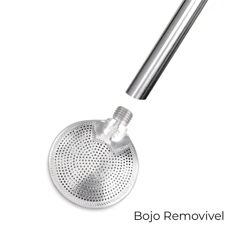 BOMBA DE CHIMARRÃO COM BOJO REMOVÍVEL, COM BIQUEIRA, – 980 FUROS | BRINDE: ESCOVA DE LIMPEZA