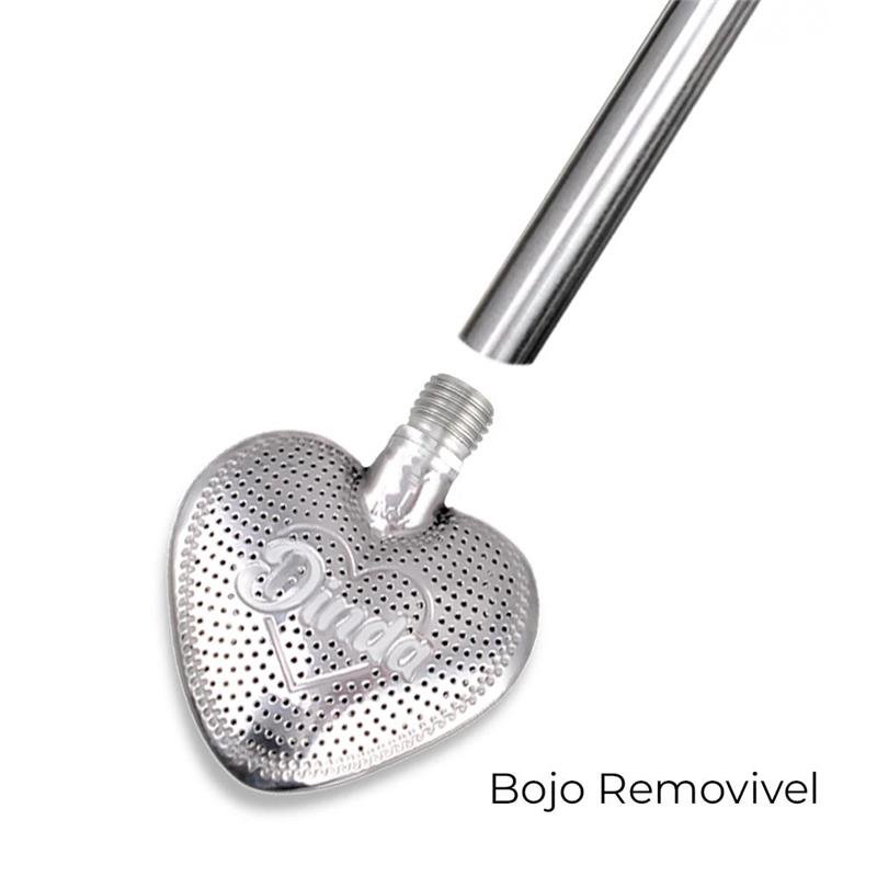 BOMBA DE CHIMARRÃO CORAÇÃO COM BOJO REMOVÍVEL, COM BIQUEIRA, DINDA – 818 FUROS | BRINDE: ESCOVA DE LIMPEZA