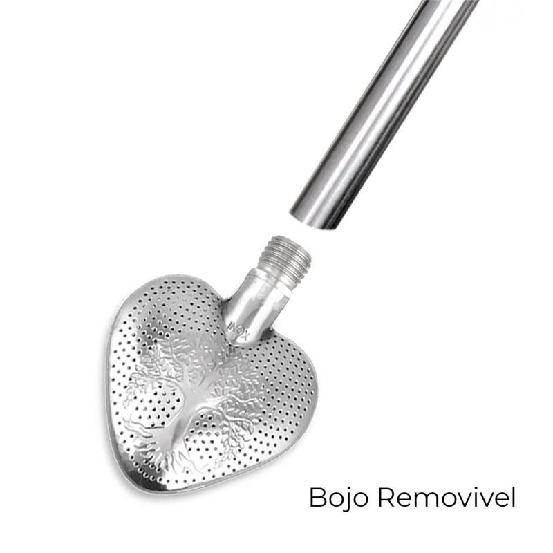 BOMBA DE CHIMARRÃO CORAÇÃO COM BOJO REMOVÍVEL, COM BIQUEIRA, ÁRVORE DA VIDA – 787 FUROS | BRINDE: ESCOVA DE LIMPEZA